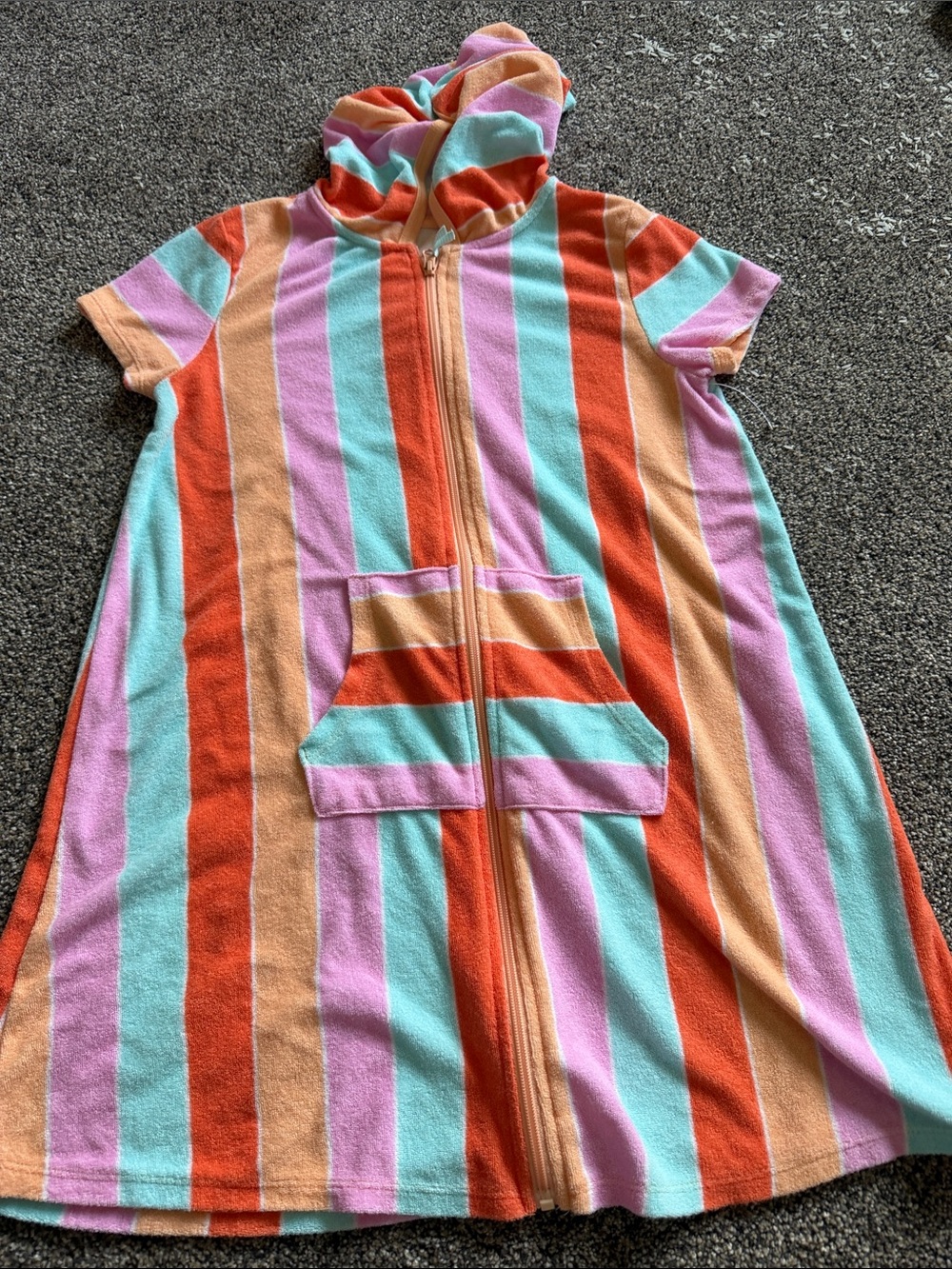 wonder nation Hooded Short-Sleeve Zip Cover-Up - Coral, Mint, Peach, Pink